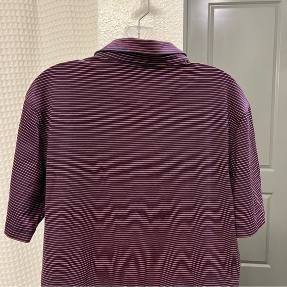 Untuckit mens wrinkle free polo shirt size M striped red & blue - Picture 5 of 10